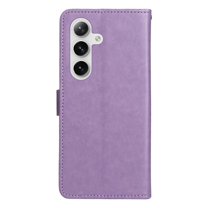 For Samsung Galaxy S25 / S24 5G Cat and Bee Embossed Flip Leather Phone Case(Purple) by buy2fix