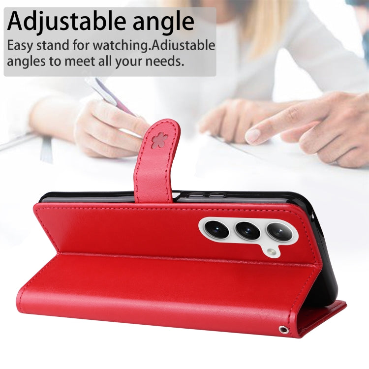 For Samsung Galaxy S25+ / S24+ 5G Cat and Bee Embossed Flip Leather Phone Case(Red) by buy2fix