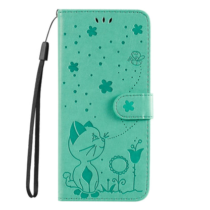 For Samsung Galaxy S25+ / S24+ 5G Cat and Bee Embossed Flip Leather Phone Case(Green) by buy2fix