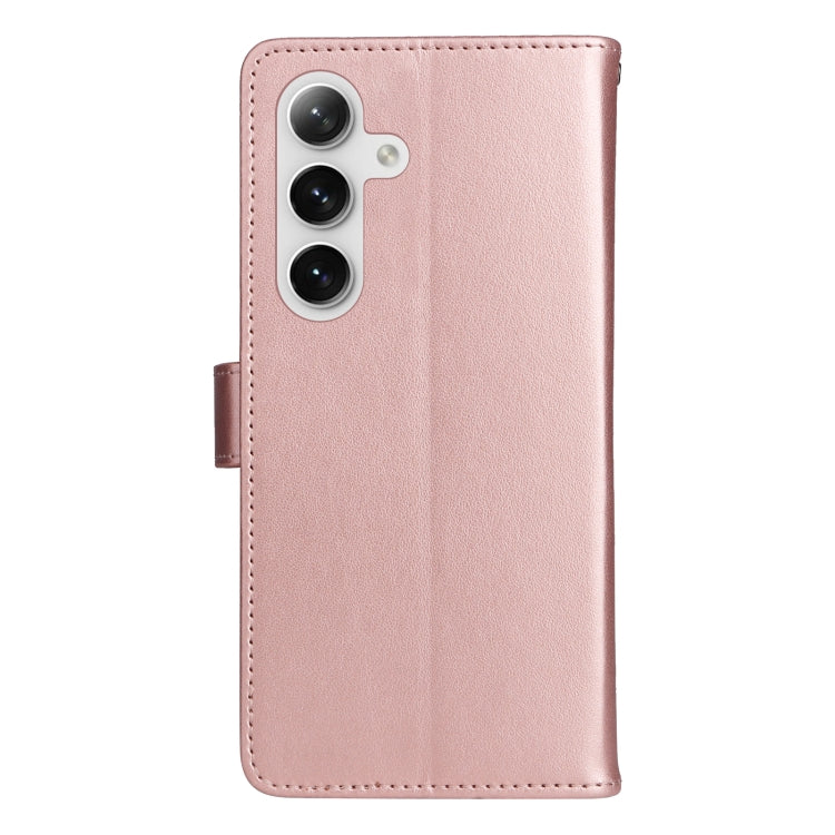 For Samsung Galaxy S25+ / S24+ 5G Cat and Bee Embossed Flip Leather Phone Case(Rose Gold) by buy2fix