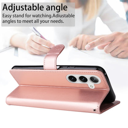 For Samsung Galaxy S25+ / S24+ 5G Cat and Bee Embossed Flip Leather Phone Case(Rose Gold) by buy2fix