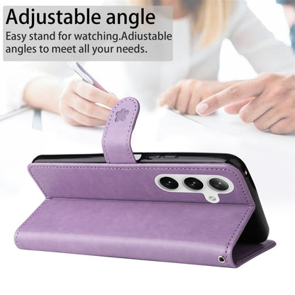 For Samsung Galaxy S25+ / S24+ 5G Cat and Bee Embossed Flip Leather Phone Case(Purple) by buy2fix