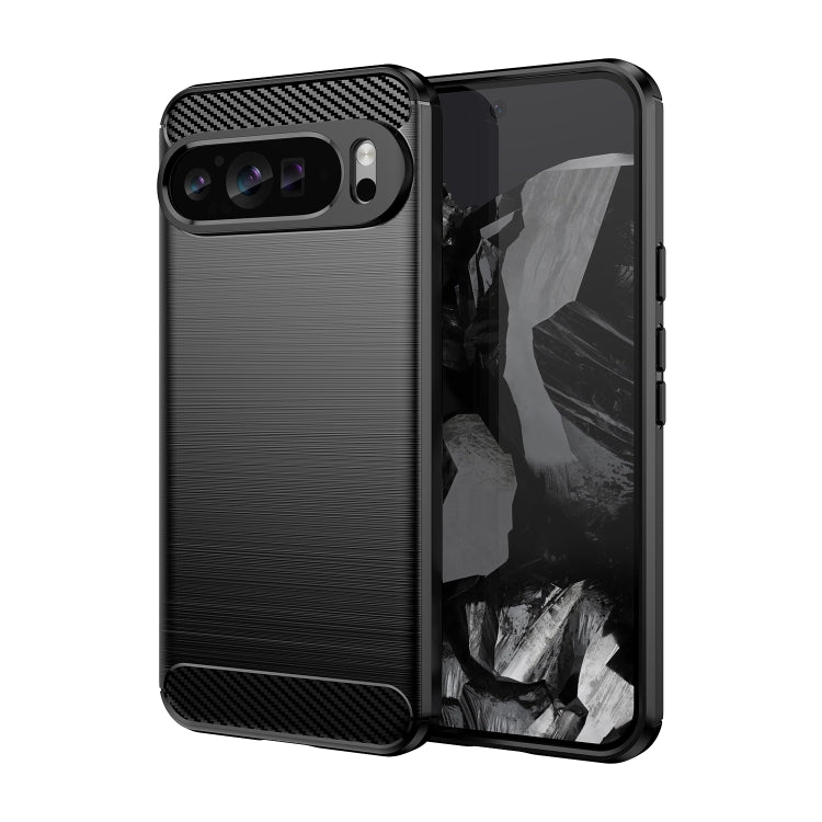 For Google Pixel 9 Pro XL Carbon Fiber Brushed Texture TPU Phone Case(Black) - Google Cases by buy2fix | Online Shopping UK | buy2fix