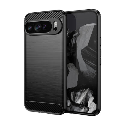 For Google Pixel 9 Pro XL Carbon Fiber Brushed Texture TPU Phone Case(Black) - Google Cases by buy2fix | Online Shopping UK | buy2fix