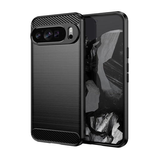 For Google Pixel 9 Pro XL Carbon Fiber Brushed Texture TPU Phone Case(Black) - Google Cases by buy2fix | Online Shopping UK | buy2fix