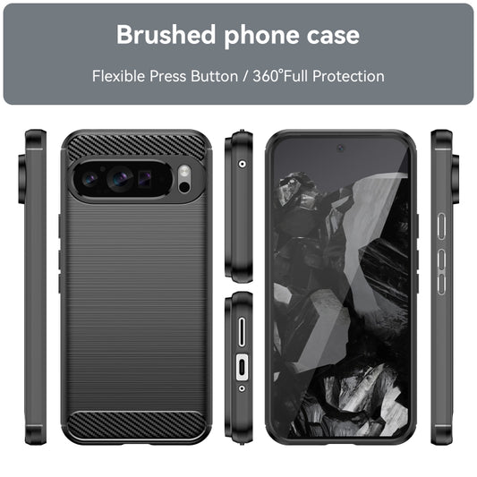 For Google Pixel 9 Pro XL Carbon Fiber Brushed Texture TPU Phone Case(Black) - Google Cases by buy2fix | Online Shopping UK | buy2fix