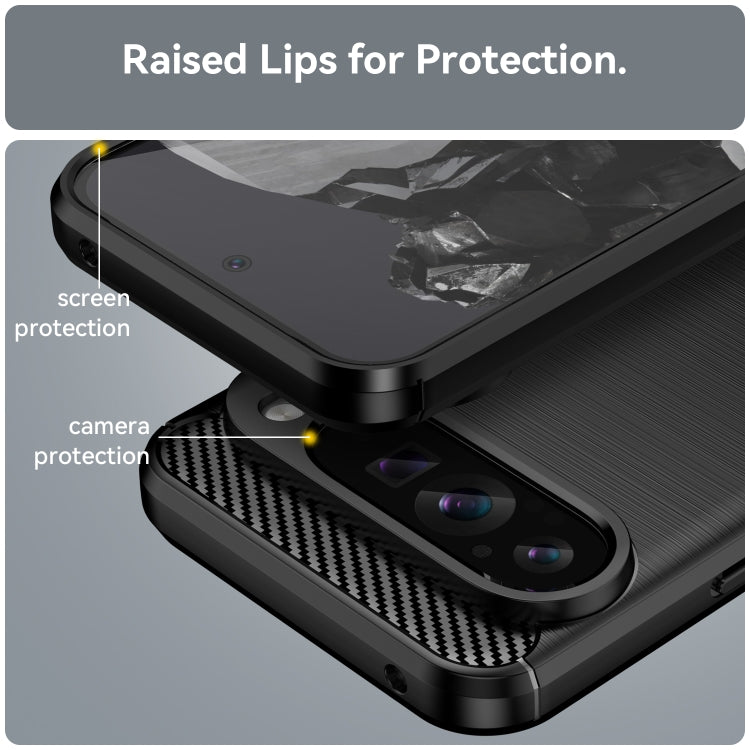 For Google Pixel 9 Pro XL Carbon Fiber Brushed Texture TPU Phone Case(Black) - Google Cases by buy2fix | Online Shopping UK | buy2fix