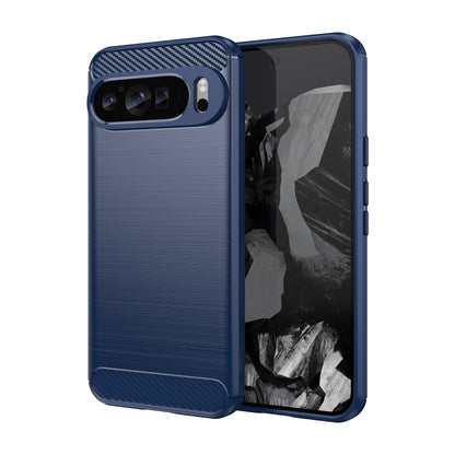 For Google Pixel 9 Pro XL Carbon Fiber Brushed Texture TPU Phone Case(Blue) by buy2fix