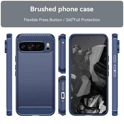 For Google Pixel 9 Pro XL Carbon Fiber Brushed Texture TPU Phone Case(Blue) by buy2fix