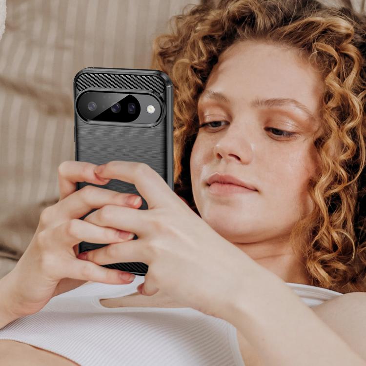 For Google Pixel 10 Carbon Fiber Brushed Texture TPU Phone Case(Black) - Google Cases by buy2fix | Online Shopping UK | buy2fix