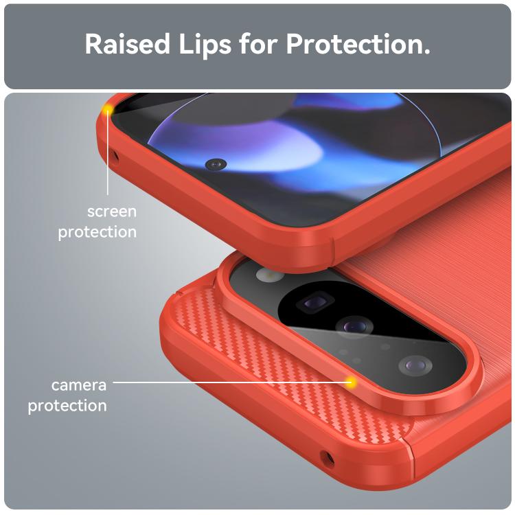 For Google Pixel 10 Carbon Fiber Brushed Texture TPU Phone Case(Red) - Google Cases by buy2fix | Online Shopping UK | buy2fix