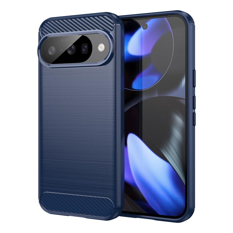 For Google Pixel 10 Carbon Fiber Brushed Texture TPU Phone Case(Blue) - Google Cases by buy2fix | Online Shopping UK | buy2fix