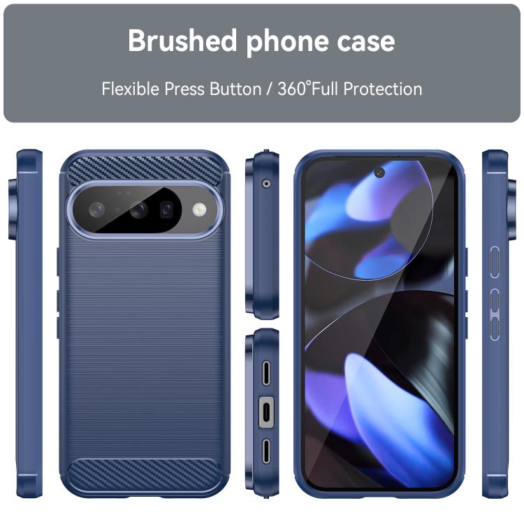 For Google Pixel 10 Carbon Fiber Brushed Texture TPU Phone Case(Blue) - Google Cases by buy2fix | Online Shopping UK | buy2fix