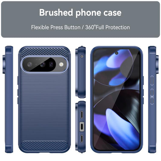 For Google Pixel 10 Carbon Fiber Brushed Texture TPU Phone Case(Blue) - Google Cases by buy2fix | Online Shopping UK | buy2fix