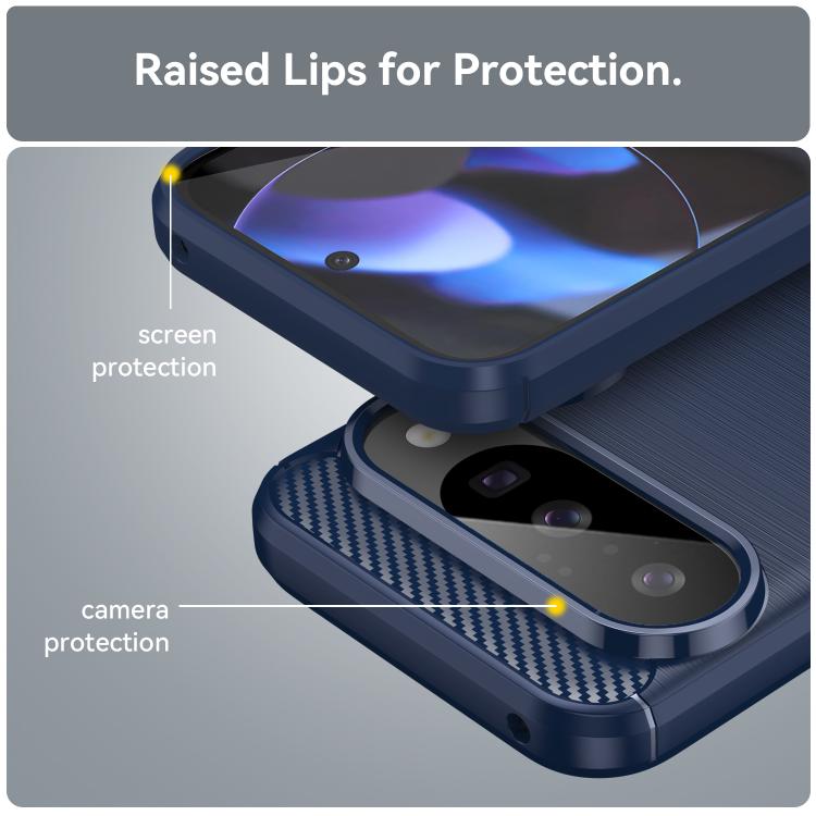 For Google Pixel 10 Carbon Fiber Brushed Texture TPU Phone Case(Blue) - Google Cases by buy2fix | Online Shopping UK | buy2fix