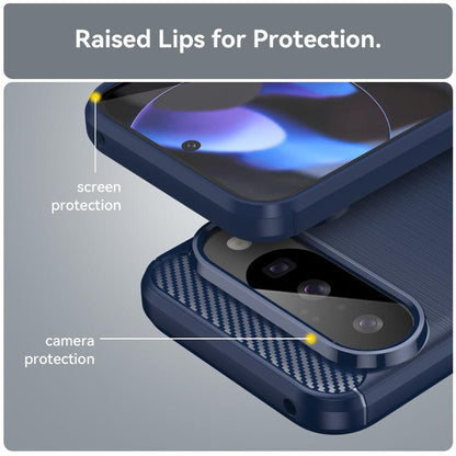 For Google Pixel 10 Carbon Fiber Brushed Texture TPU Phone Case(Blue) - Google Cases by buy2fix | Online Shopping UK | buy2fix