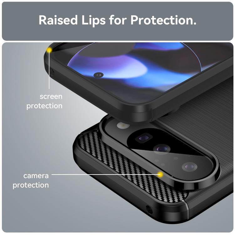 For Google Pixel 10 Pro Carbon Fiber Brushed Texture TPU Phone Case(Black) - Google Cases by buy2fix | Online Shopping UK | buy2fix