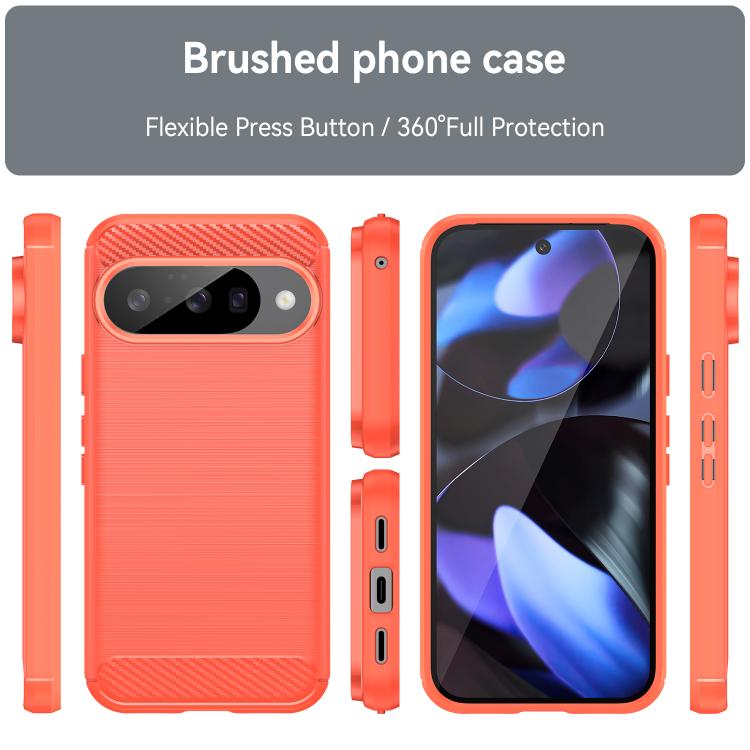 For Google Pixel 10 Pro Carbon Fiber Brushed Texture TPU Phone Case(Red) - Google Cases by buy2fix | Online Shopping UK | buy2fix