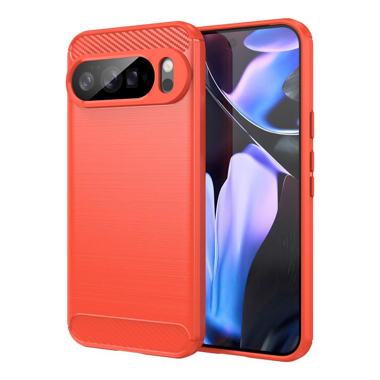 For Google Pixel 10 Pro XL Carbon Fiber Brushed Texture TPU Phone Case(Red) - Google Cases by buy2fix | Online Shopping UK | buy2fix