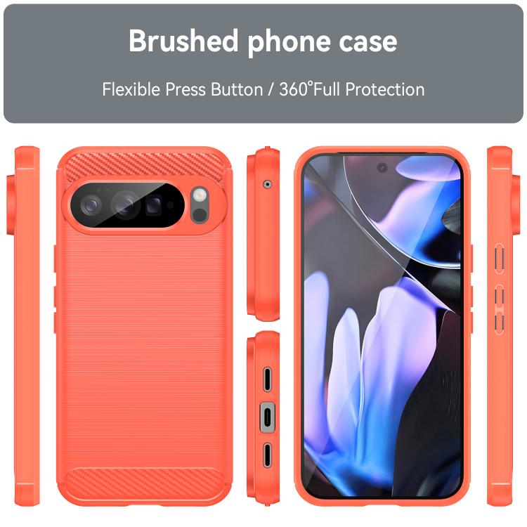 For Google Pixel 10 Pro XL Carbon Fiber Brushed Texture TPU Phone Case(Red) - Google Cases by buy2fix | Online Shopping UK | buy2fix