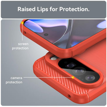 For Google Pixel 10 Pro XL Carbon Fiber Brushed Texture TPU Phone Case(Red) - Google Cases by buy2fix | Online Shopping UK | buy2fix