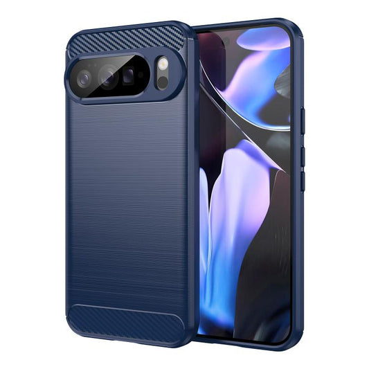 For Google Pixel 10 Pro XL Carbon Fiber Brushed Texture TPU Phone Case(Blue) - Google Cases by buy2fix | Online Shopping UK | buy2fix