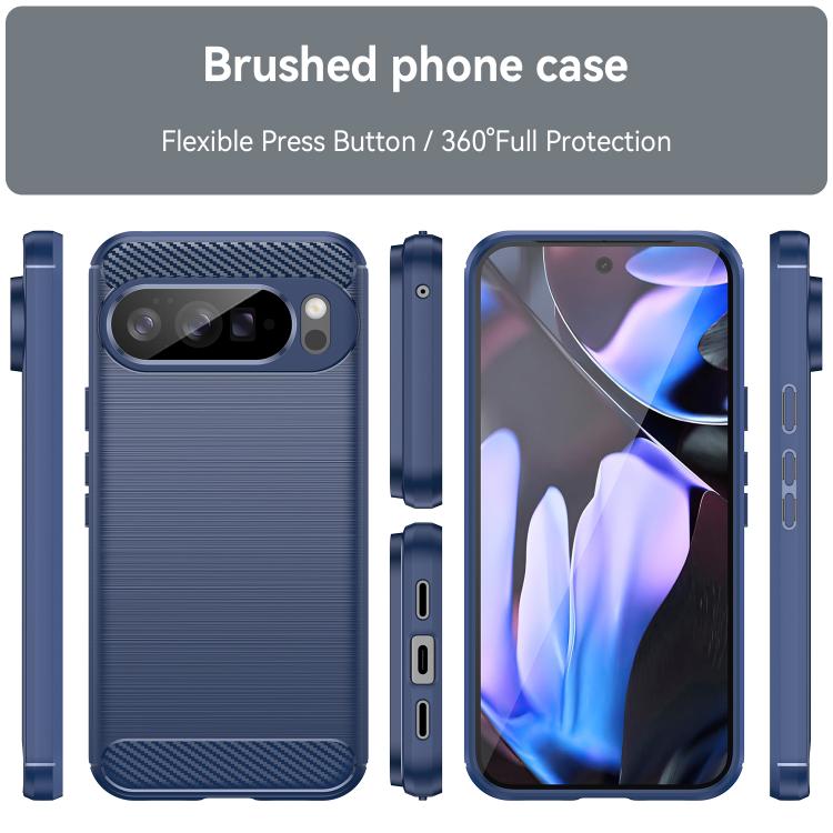 For Google Pixel 10 Pro XL Carbon Fiber Brushed Texture TPU Phone Case(Blue) - Google Cases by buy2fix | Online Shopping UK | buy2fix