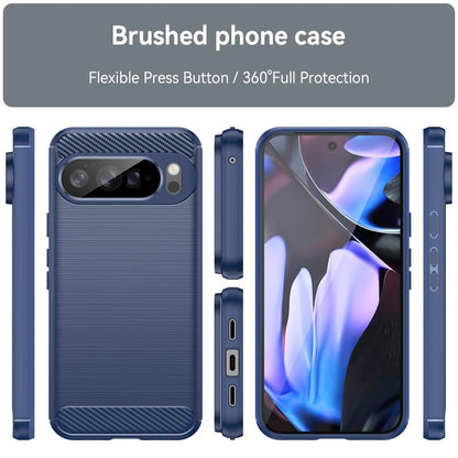 For Google Pixel 10 Pro XL Carbon Fiber Brushed Texture TPU Phone Case(Blue) - Google Cases by buy2fix | Online Shopping UK | buy2fix