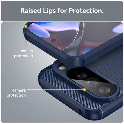 For Google Pixel 10 Pro XL Carbon Fiber Brushed Texture TPU Phone Case(Blue) - Google Cases by buy2fix | Online Shopping UK | buy2fix
