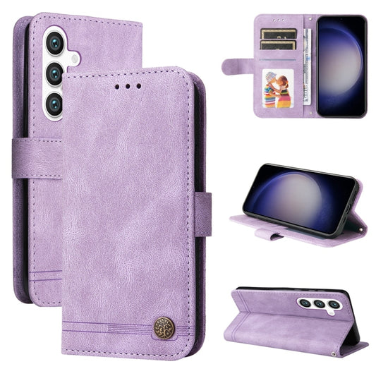 For Samsung Galaxy S25 5G Skin Feel Life Tree Metal Button Leather Phone Case(Purple) by buy2fix