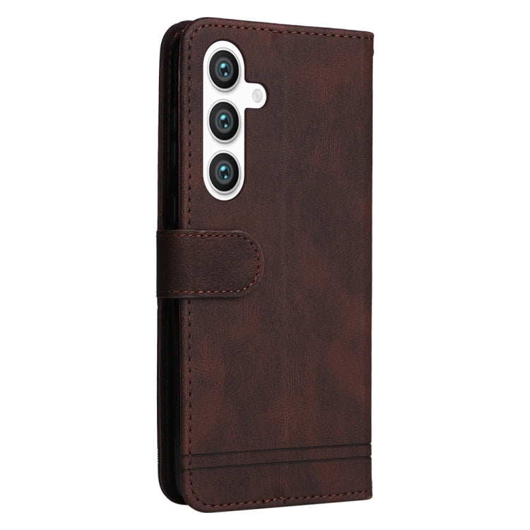 For Samsung Galaxy S25 5G Skin Feel Life Tree Metal Button Leather Phone Case(Brown) by buy2fix
