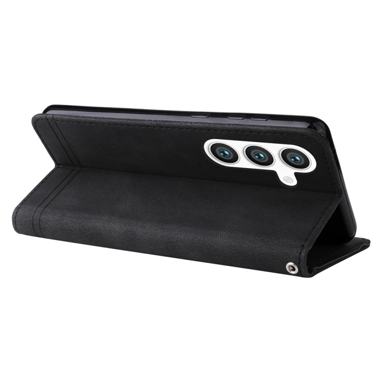 For Samsung Galaxy S25 5G Skin Feel Life Tree Metal Button Leather Phone Case(Black) by buy2fix