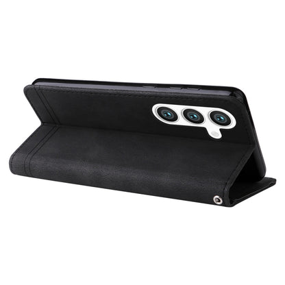 For Samsung Galaxy S25 5G Skin Feel Life Tree Metal Button Leather Phone Case(Black) by buy2fix