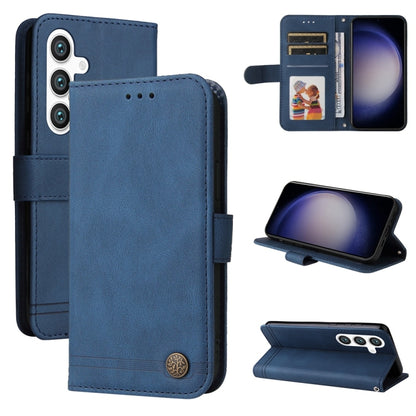 For Samsung Galaxy S25 5G Skin Feel Life Tree Metal Button Leather Phone Case(Blue) by buy2fix