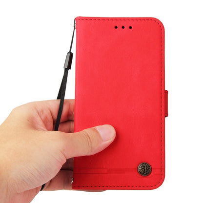 For Samsung Galaxy S25 Ultra 5G Skin Feel Life Tree Metal Button Leather Phone Case(Red) by buy2fix