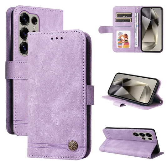 For Samsung Galaxy S25 Ultra 5G Skin Feel Life Tree Metal Button Leather Phone Case(Purple) by buy2fix