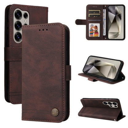 For Samsung Galaxy S25 Ultra 5G Skin Feel Life Tree Metal Button Leather Phone Case(Brown) by buy2fix