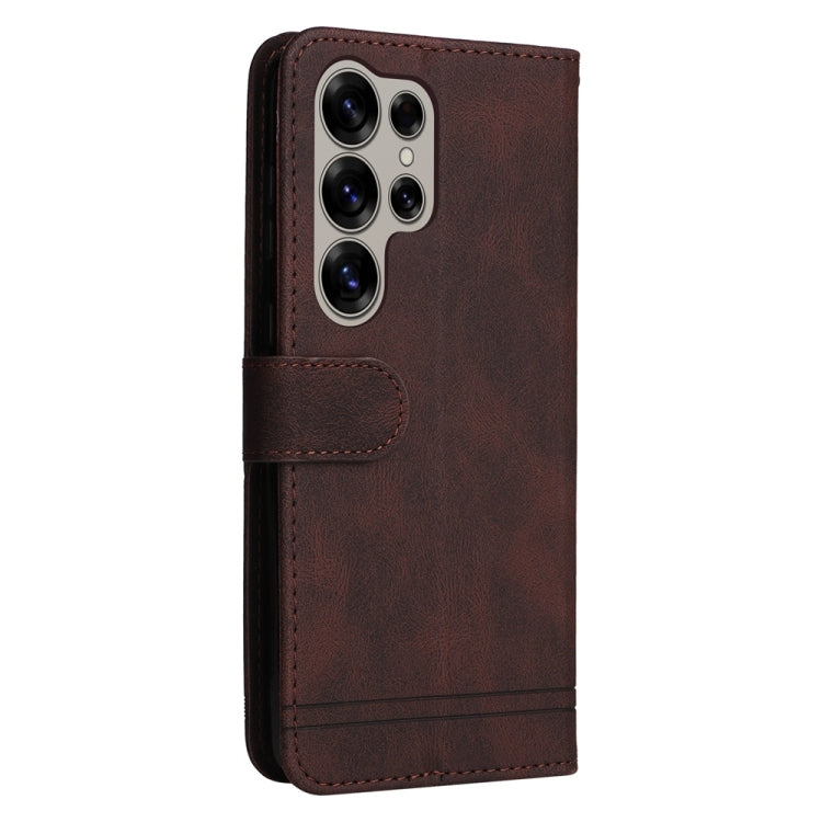 For Samsung Galaxy S25 Ultra 5G Skin Feel Life Tree Metal Button Leather Phone Case(Brown) by buy2fix