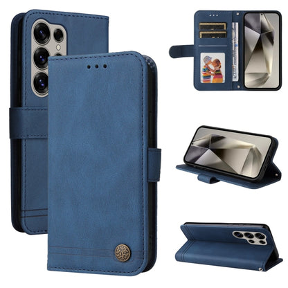 For Samsung Galaxy S25 Ultra 5G Skin Feel Life Tree Metal Button Leather Phone Case(Blue) by buy2fix