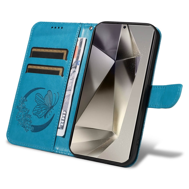 For Samsung Galaxy S25 Ultra 5G Swallowtail Butterfly Embossed Leather Phone Case(Blue) by buy2fix