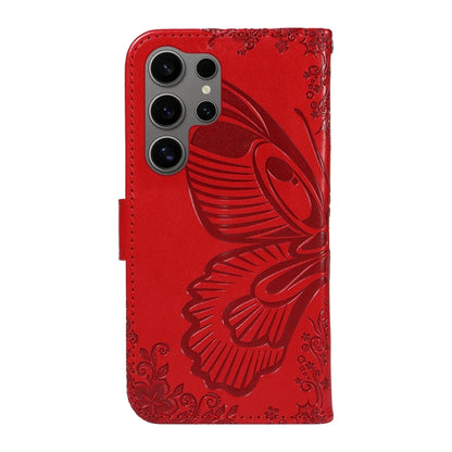 For Samsung Galaxy S25 Ultra 5G Swallowtail Butterfly Embossed Leather Phone Case(Red) by buy2fix