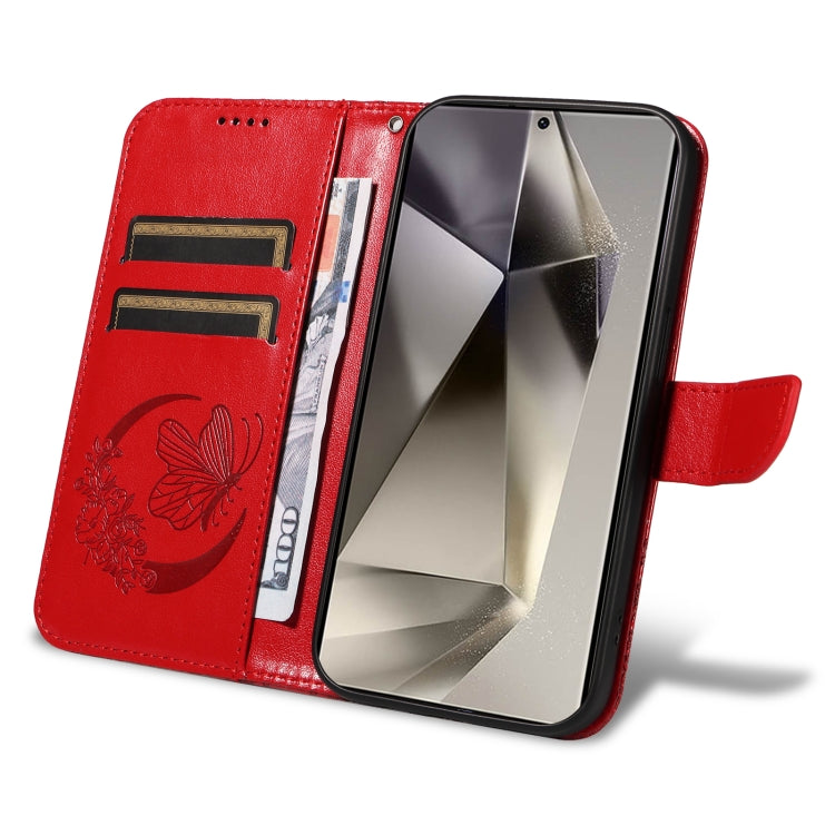 For Samsung Galaxy S25 Ultra 5G Swallowtail Butterfly Embossed Leather Phone Case(Red) by buy2fix