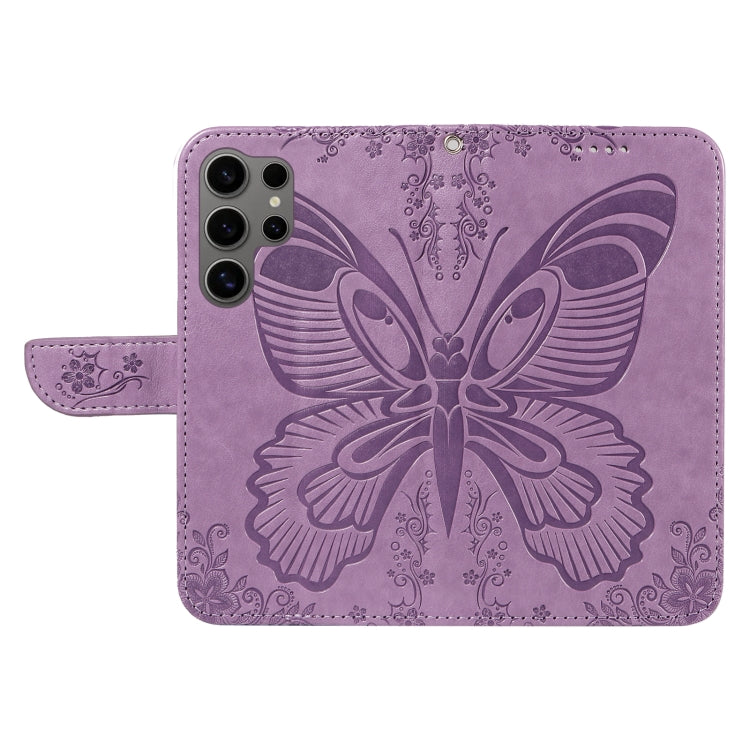 For Samsung Galaxy S25 Ultra 5G Swallowtail Butterfly Embossed Leather Phone Case(Purple) by buy2fix