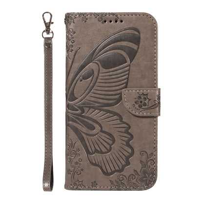 For Samsung Galaxy S25 Ultra 5G Swallowtail Butterfly Embossed Leather Phone Case(Grey) by buy2fix