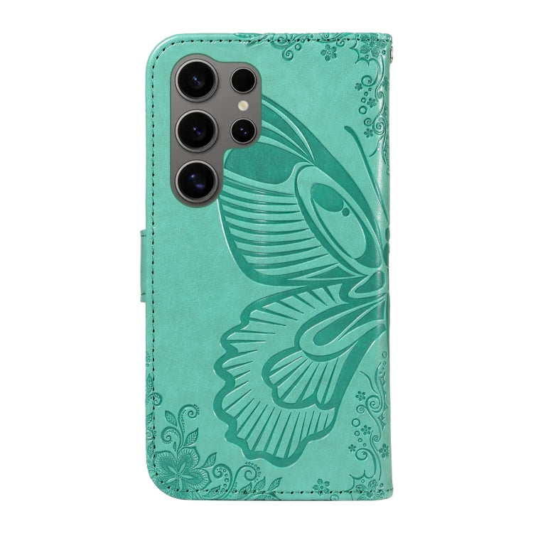 For Samsung Galaxy S25 Ultra 5G Swallowtail Butterfly Embossed Leather Phone Case(Green) by buy2fix