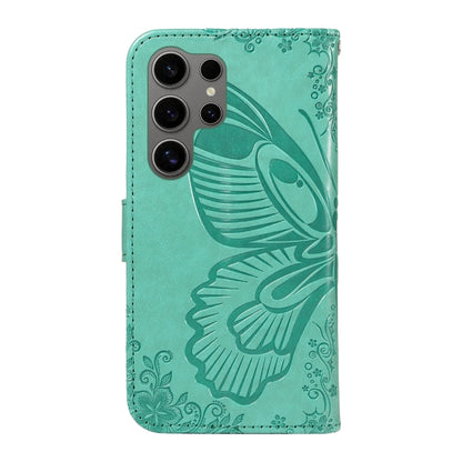 For Samsung Galaxy S25 Ultra 5G Swallowtail Butterfly Embossed Leather Phone Case(Green) by buy2fix