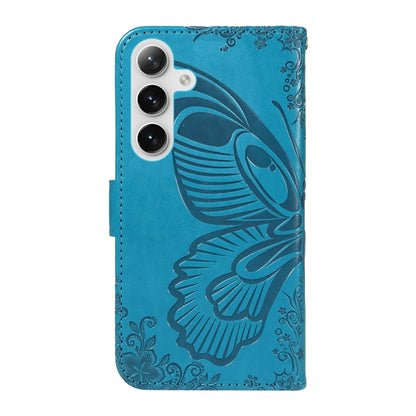 For Samsung Galaxy S25 / S24 5G Swallowtail Butterfly Embossed Leather Phone Case(Blue) by buy2fix