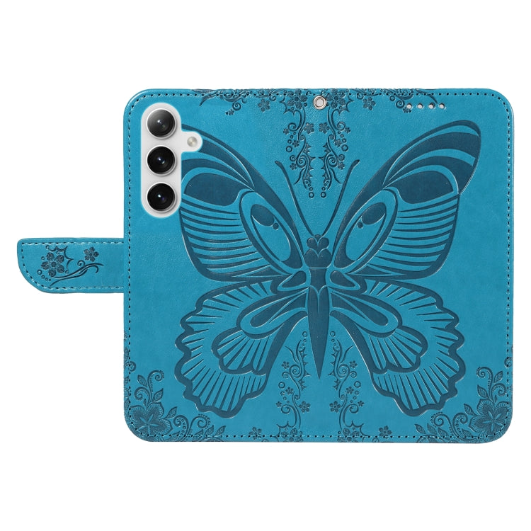 For Samsung Galaxy S25 / S24 5G Swallowtail Butterfly Embossed Leather Phone Case(Blue) by buy2fix