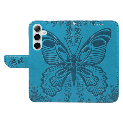 For Samsung Galaxy S25 / S24 5G Swallowtail Butterfly Embossed Leather Phone Case(Blue) by buy2fix
