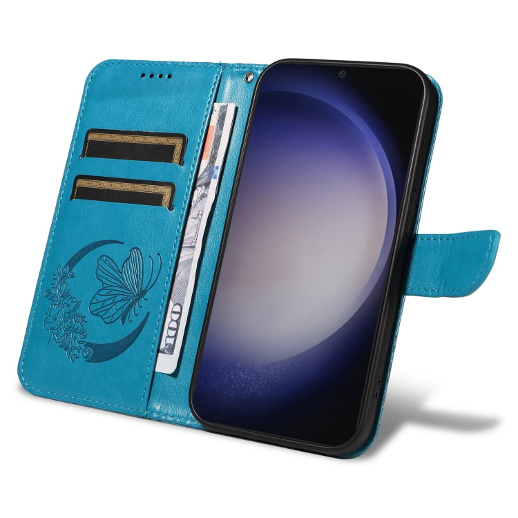 For Samsung Galaxy S25 / S24 5G Swallowtail Butterfly Embossed Leather Phone Case(Blue) by buy2fix